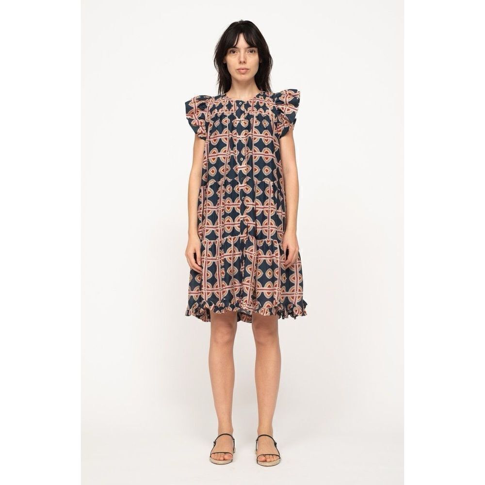 Sea New York Leigh Print Short Sleeve Tiered Mini Dress size M Multicolor‎